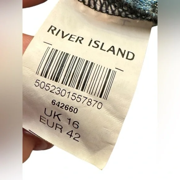 River Island Black Blue Brocade Tapestry A Line Dress US 12 - Picture 7 of 11